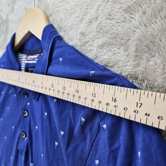 Ted Baker Golf Polo Shirt Blue All Over Print Cotton Short Sleeve Men's Size 3 - Picture 5 of 10